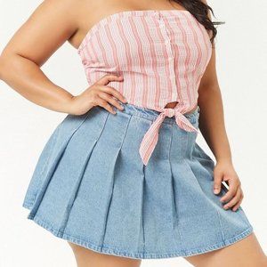 Curvy Plus size Denim Y2K Pleated TikTok Skirt